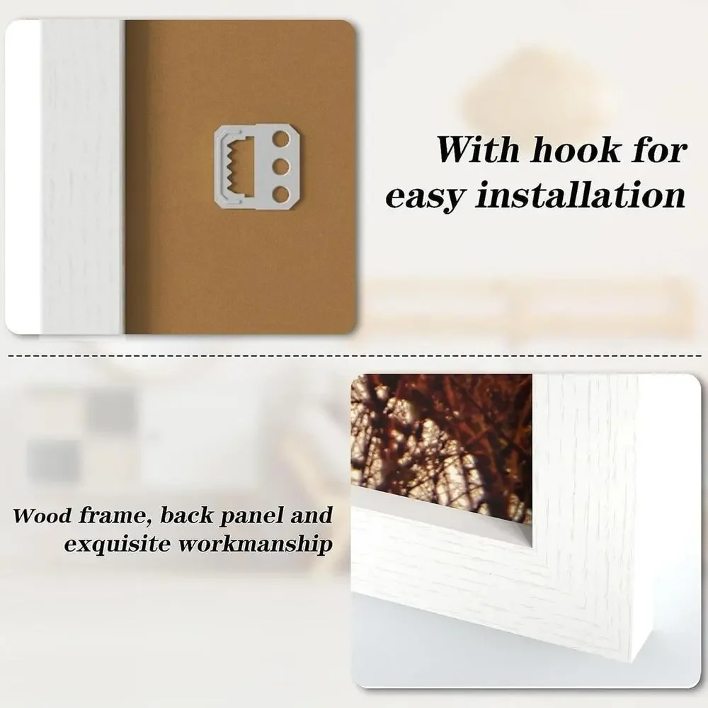 2PK White Wood 18x24 Picture Frame Plexiglass Wall Mount Photo Poster Display